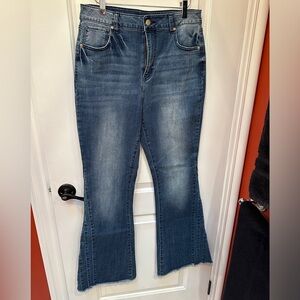 Versona High Waisted Flare Jeans with Detail Size 10